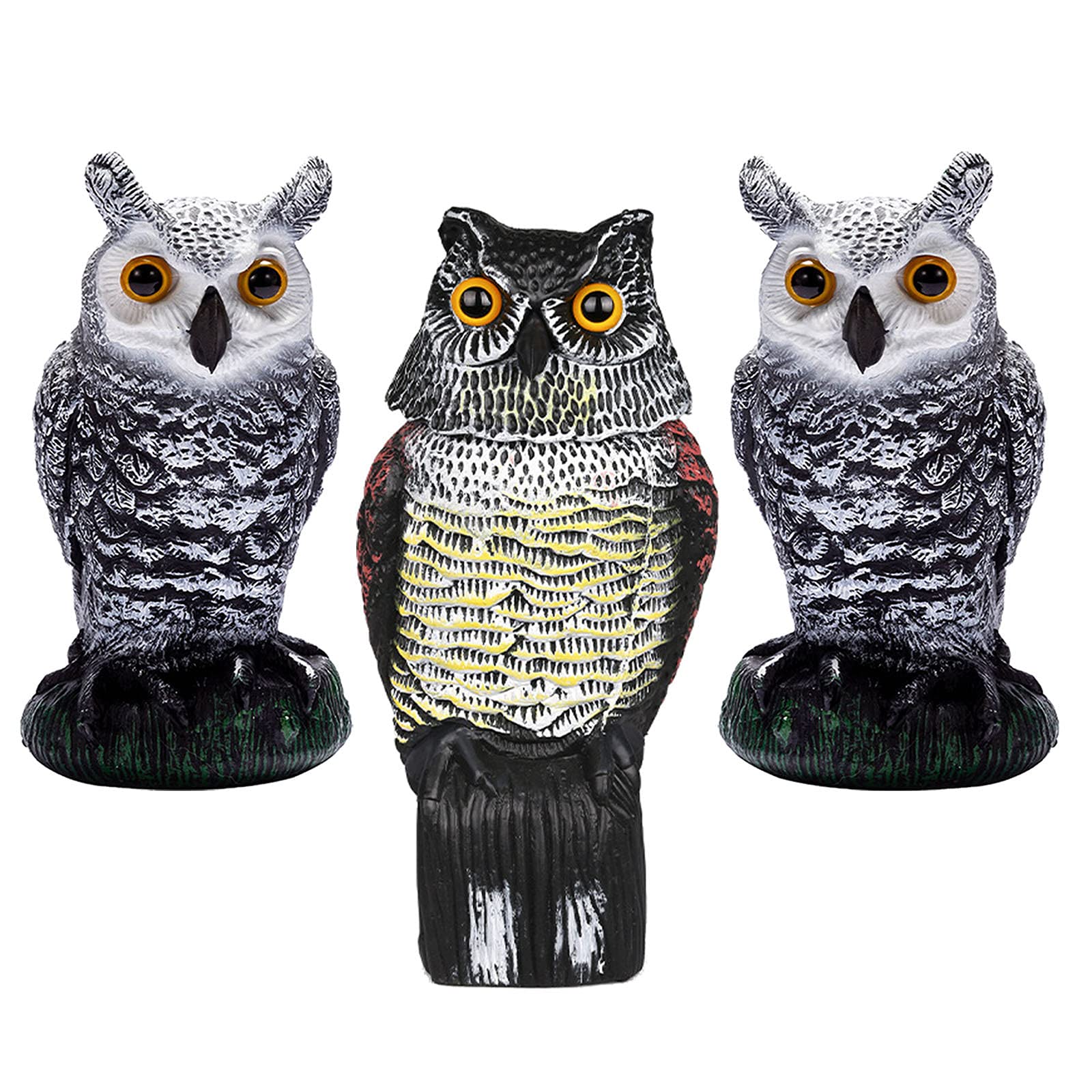 Espantapajaros Balcon,Buhos para Espantar Pajaros,Ahuyentador de Palomas,Gira La Cabeza con El Viento,para Jardín, Patio, Granja Décoration,3 Pcs,B