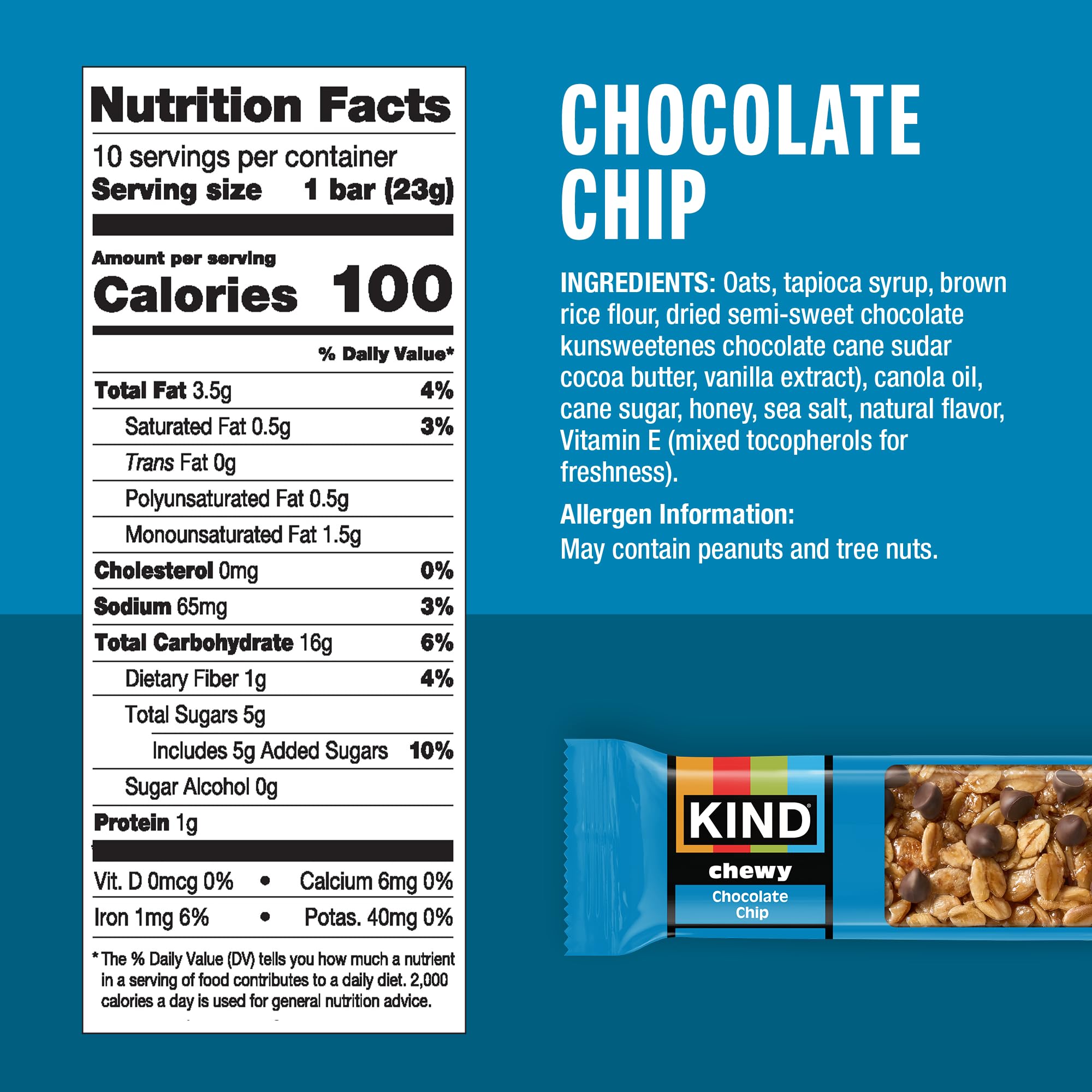 KIND Kids Granola Chewy Bar Chocolate Chip, 10 Stück (6 Stück)