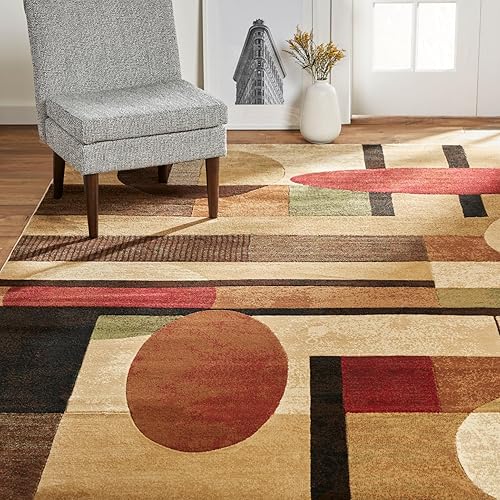 Miniatura 17 de Alfombra de diseño moderno colección Tribeca Jasmine, de 7.83 pies x 10.5 pies, con estampado abstracto en marrón y beige Home Dynamix HD5376-500