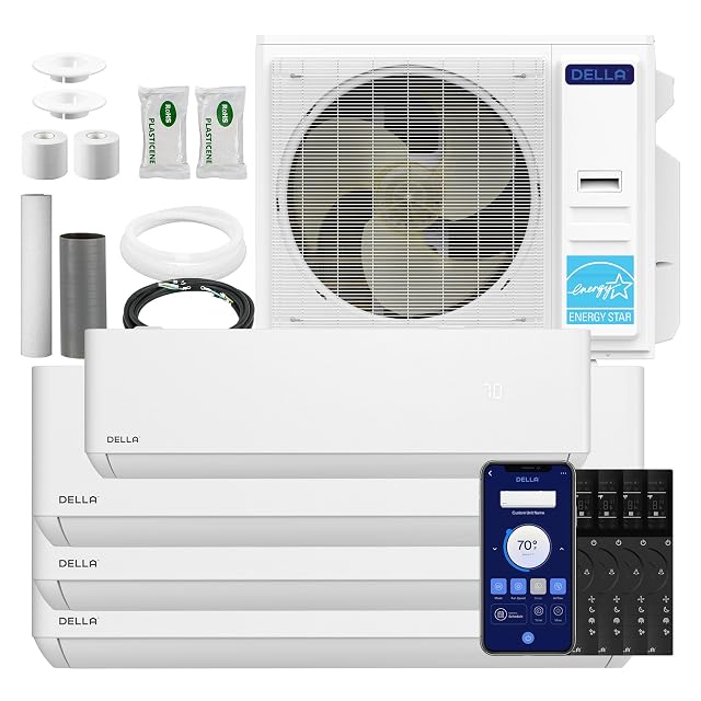 Della DELLA 42K BTU 4 Zone (9K+3x12K) Mini Split AC, 22 SEER2,Up to 2050 Sq.Ft