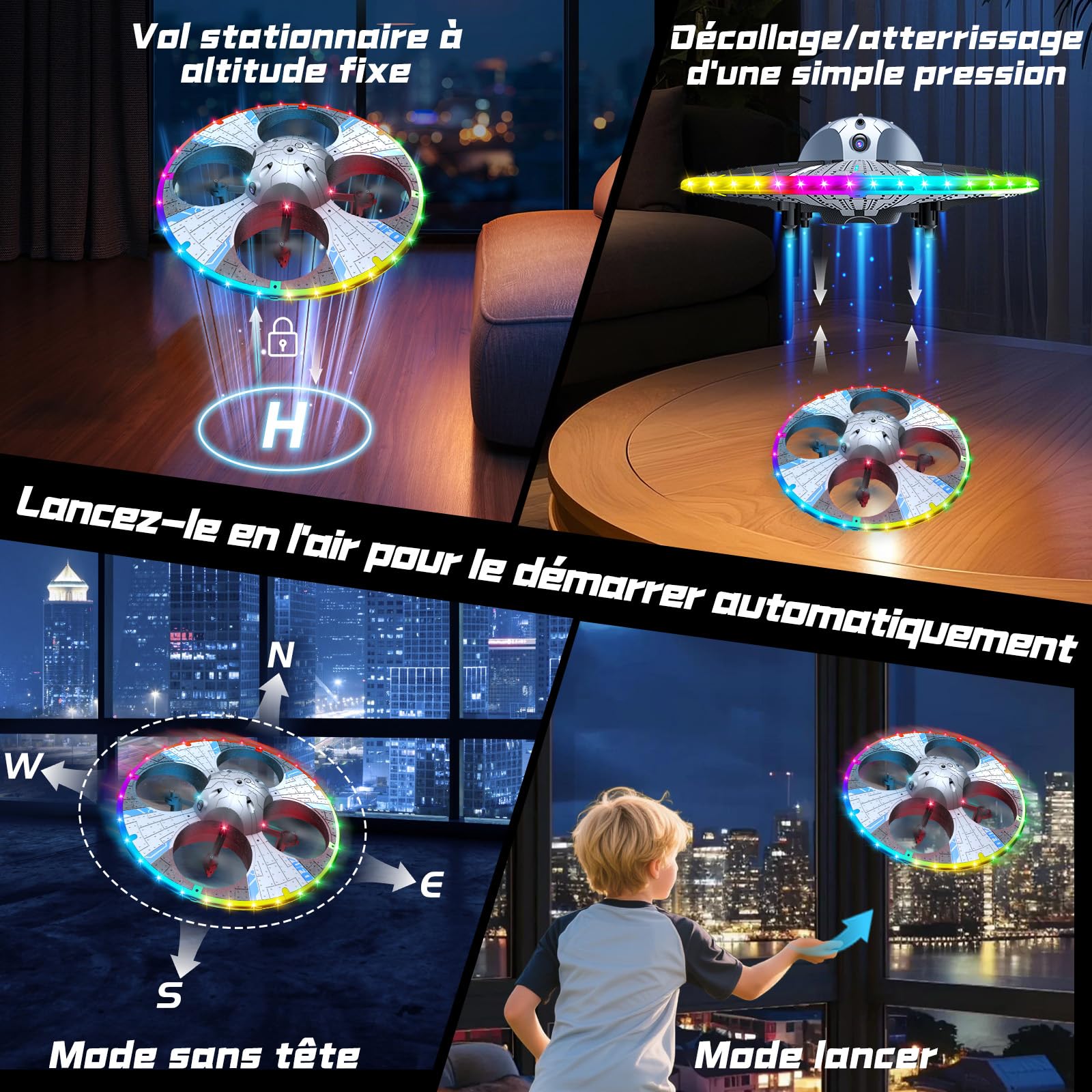 Boboo Mini RC Drone Pour Enfants, Quadricoptère Pliable Avec Mode De Maintien De Laltitude Decollage Et Atterrissage A Une Touche Mode Sans Tete Et Flips 3d Facile A Piloter Pour Les Debutants Fi