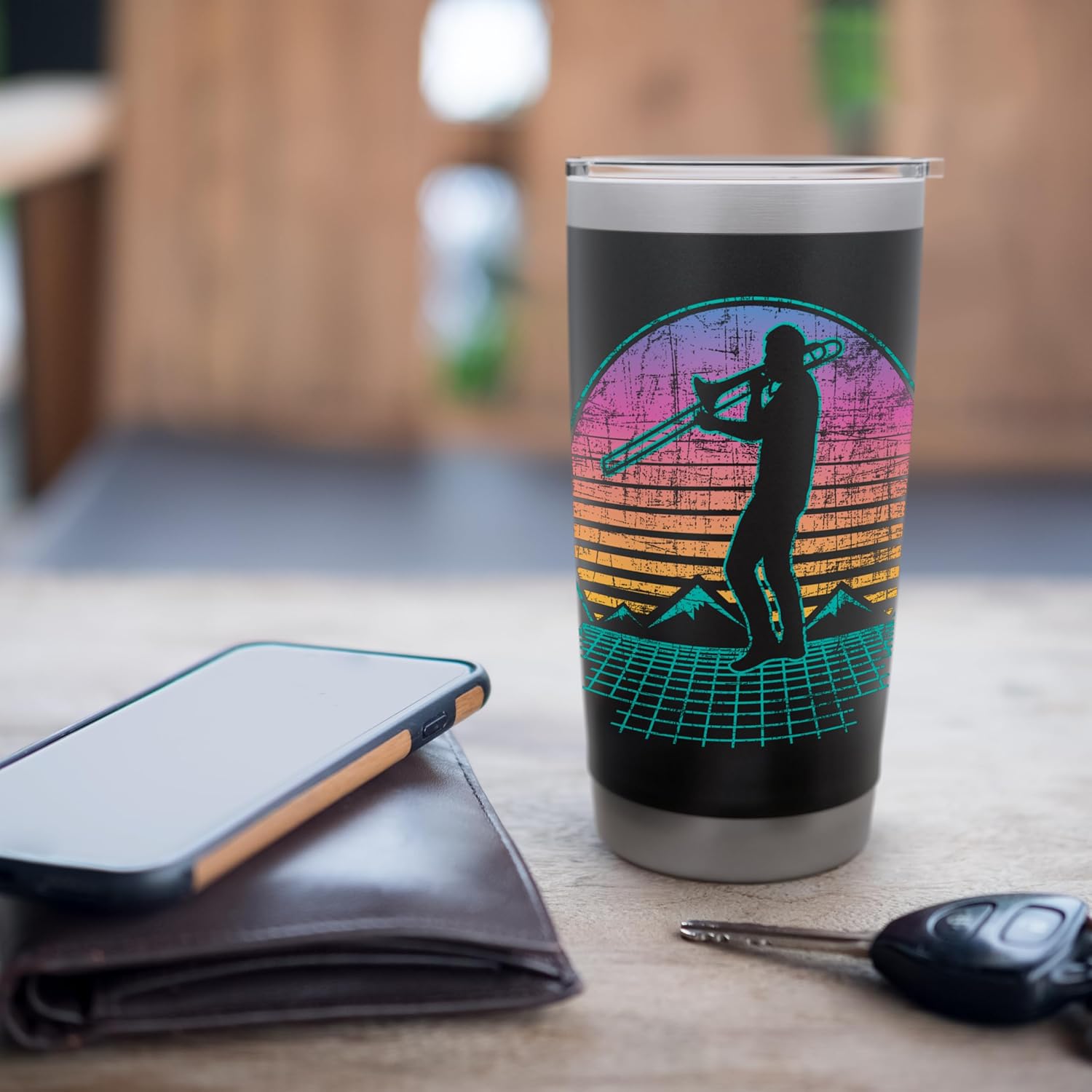 Retro Vintage Trombone Player - Trombonist Jazz Music Lover Stainless Steel Insulated Tumbler