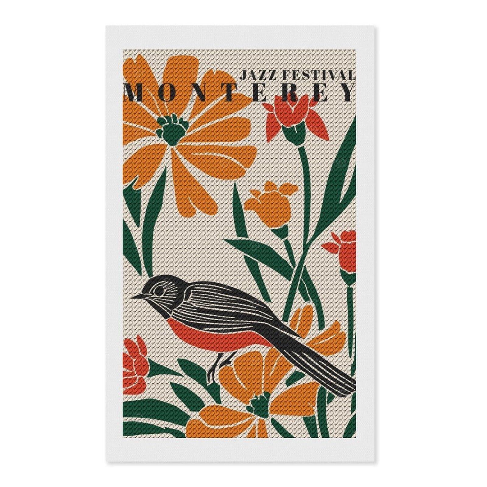 Junmoney Monterey Jazz Fest Diamond Painting Canvas Set 12"x20", for Beginners, Complete Accessories, Christmas Gift, Modern Decor
