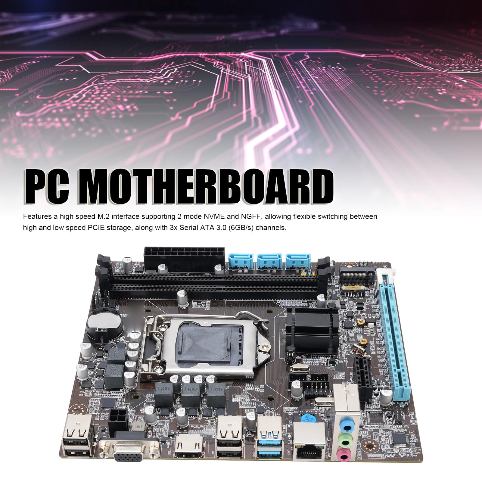 Elprico LGA 1151 Płyta Główna, H110 (6/7./8. generacji) Płyta Główna Gier, DDR4, NVME/NGFF M.2, SATA3.0 6 GB dla Core I7 8700 8700K, I5 8600K, 8600,8500,8400, I7 7700K, I7 7700, I5