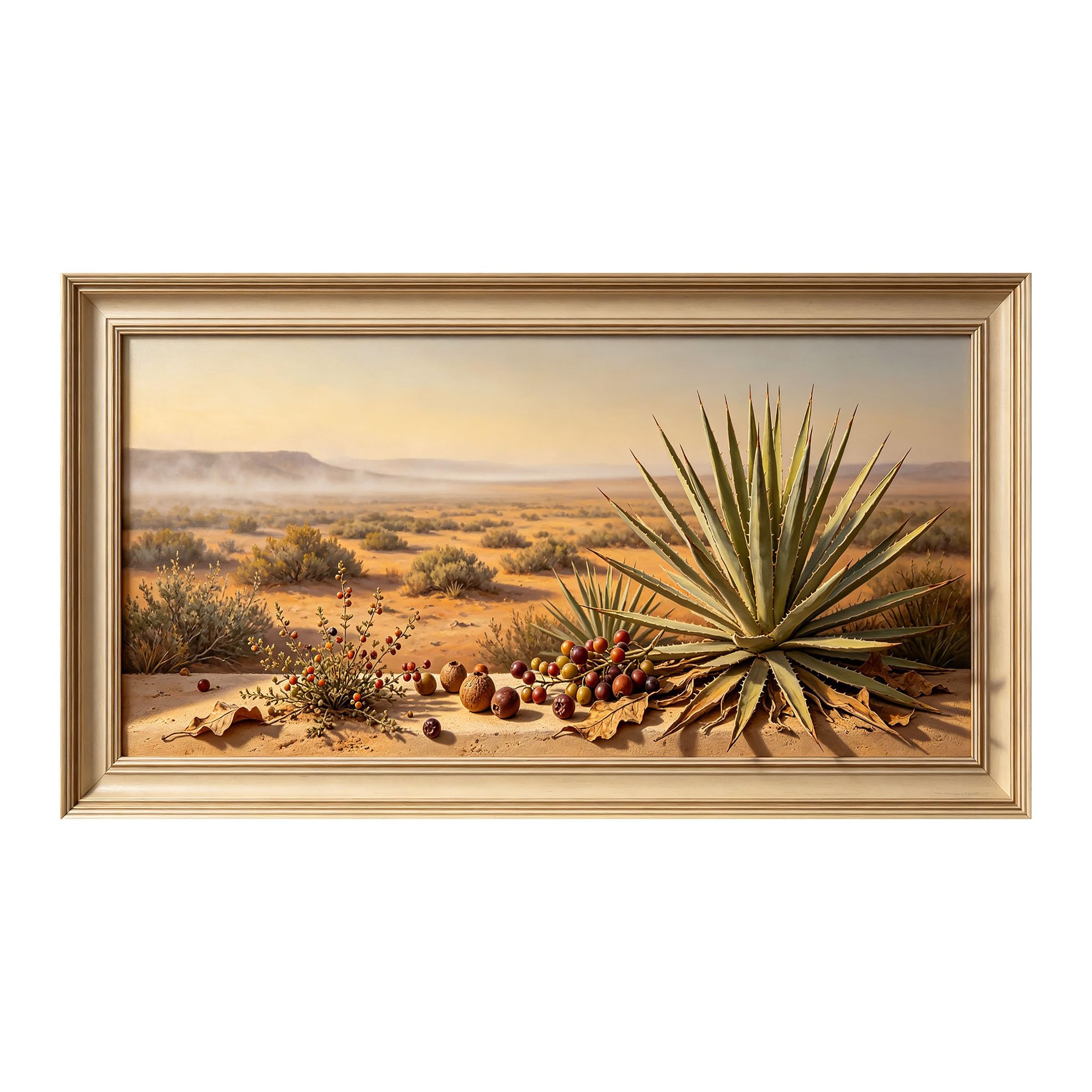 Yzpallescene 3D Framed Wall Art 50cm×100cm Desert Agave Succulent Southwestern Oil Painting Large Size SelfAdhesive Removable Wall Decor Prints Artwork for Living Room Bedroom Office
