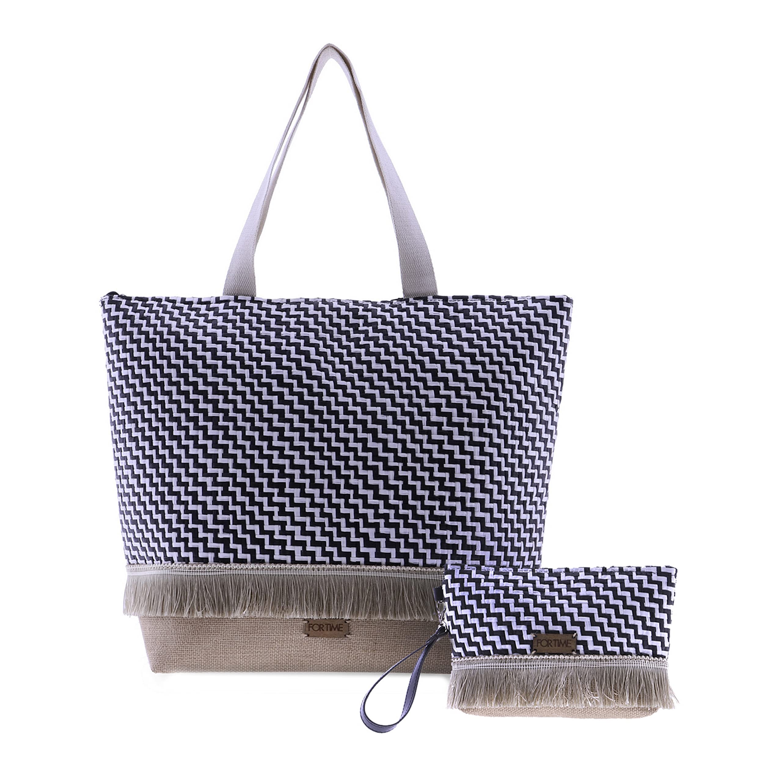 For Time Bolsa de playa para mujer - Bolsa de rafia para mujer - La bolsa de playa - Incluye bolsa de playa con bolso para verano - Rafia mediana para playa o viajes - Solana