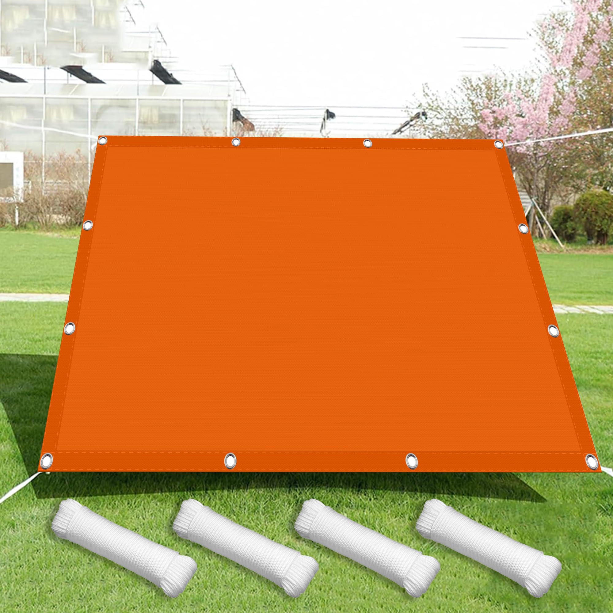 Toile de jardin haut de gamme 75 x 800 cm orange bache résistante avec oeillets et cordons
