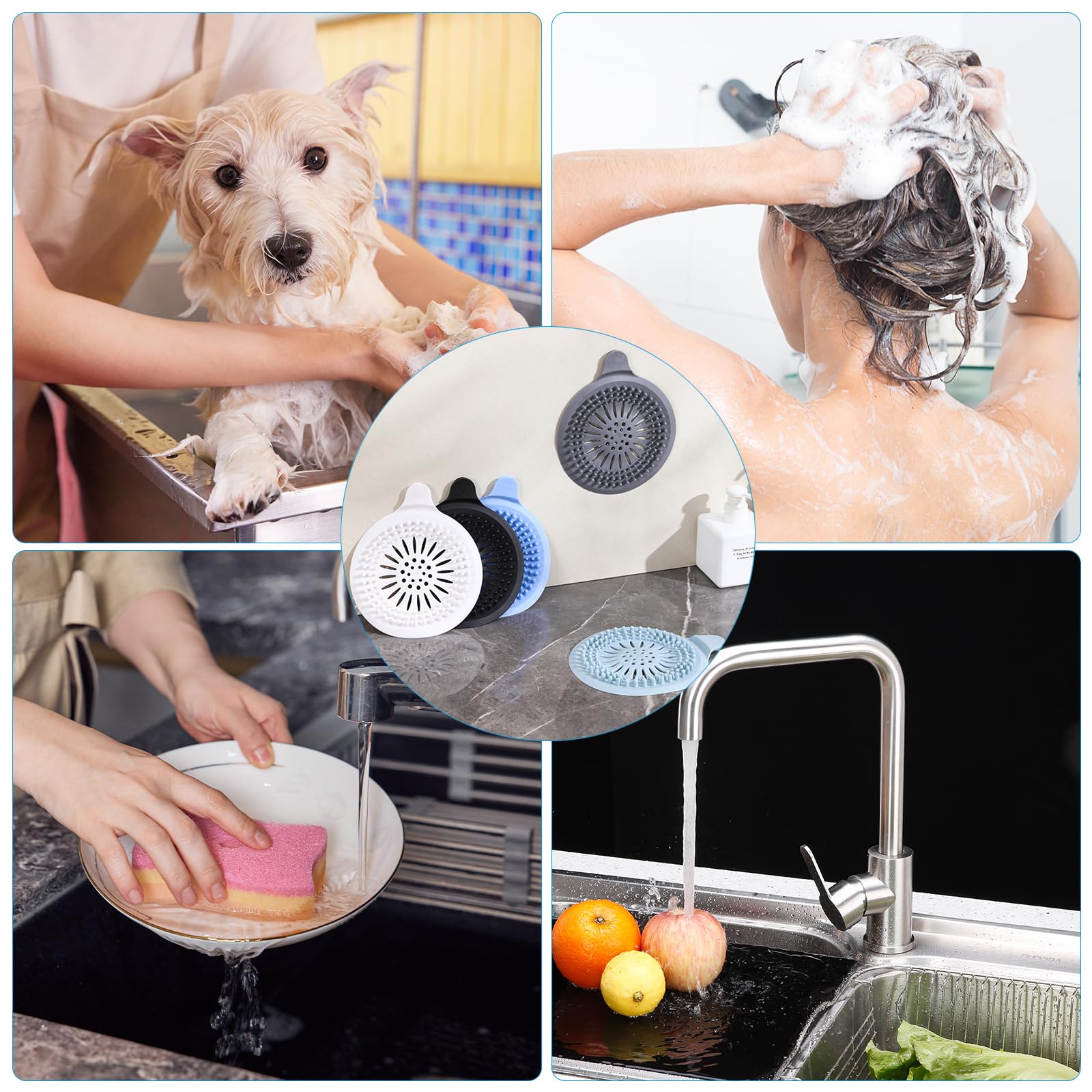 Filtres Silicone Pour évier Et Douche - Lot De 2 - Anti-cheveux Et Débris - Pour Salle De Bain Et Cuisine