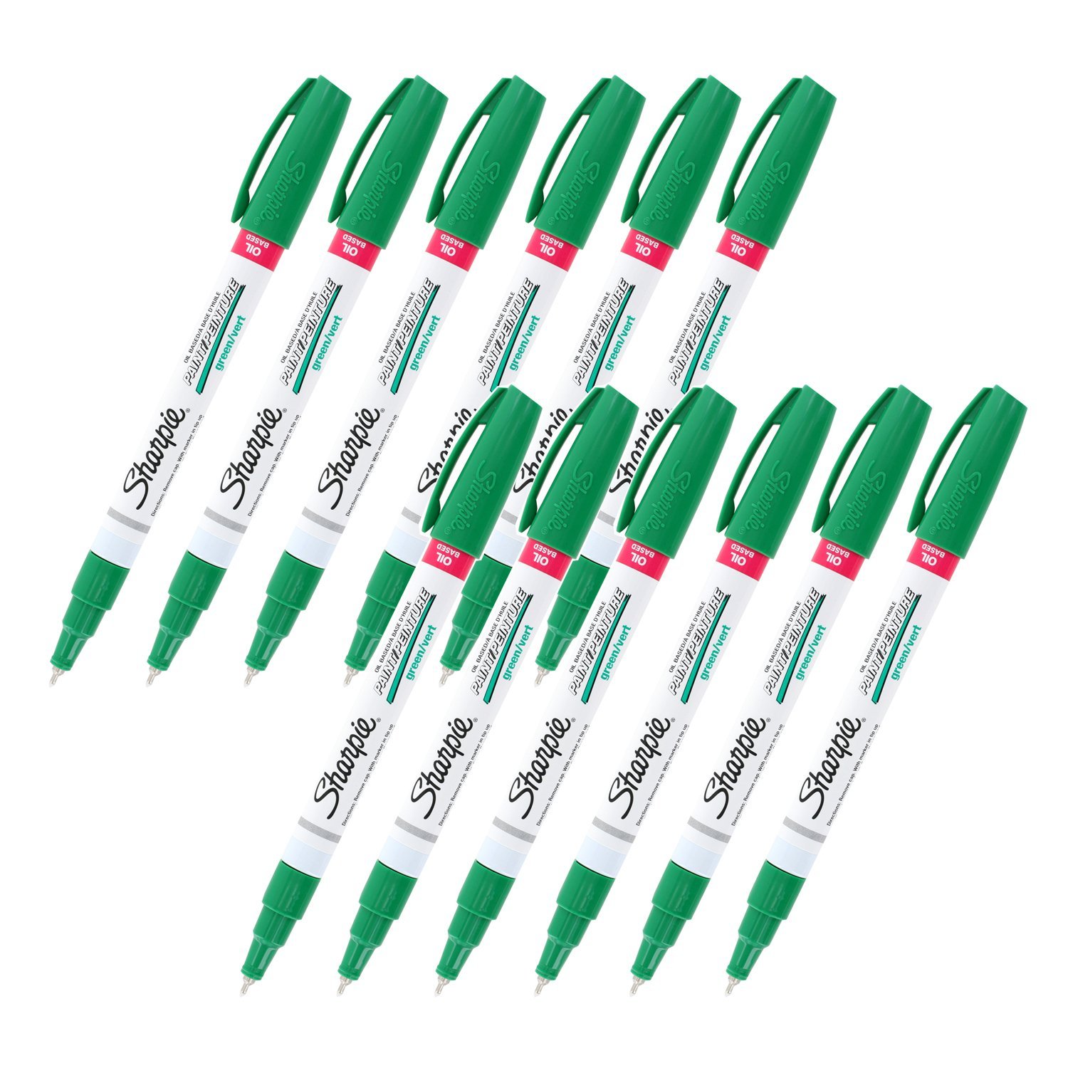 Sharpie Oil-Based Paint Marker, Extra Fine Point, Green Ink, Pack of 12