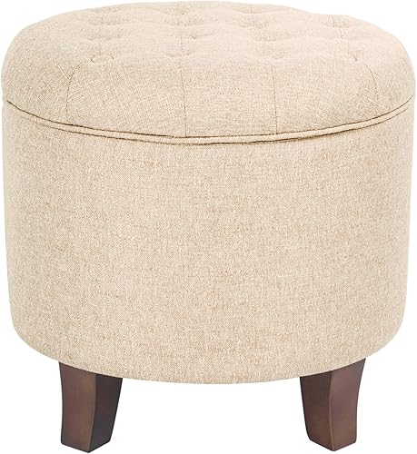 Miniatura 25 de HomePop Decoración para el hogar | Otomana tapizada redonda con botones y reposapiés | Otomana con almacenamiento para sala de estar y dormitorio |