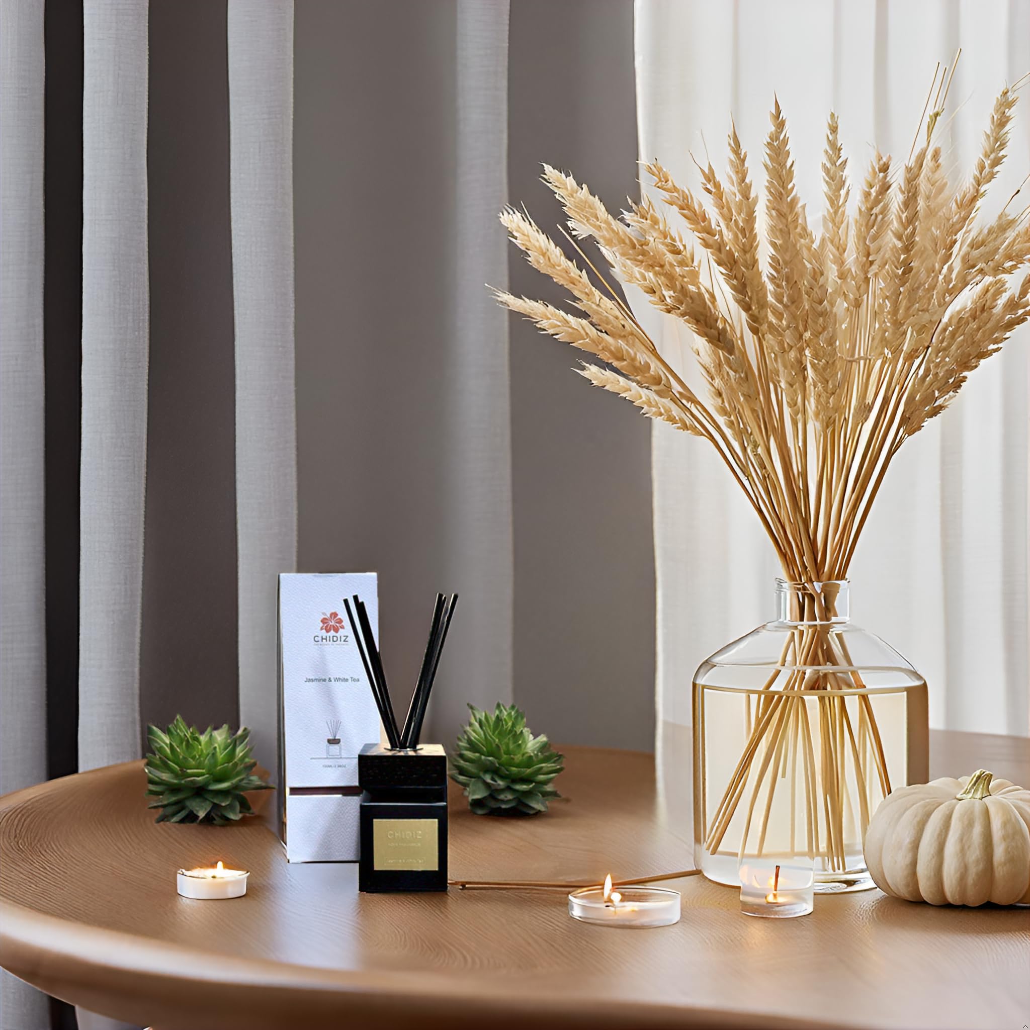 CHIDIZ Jasmine & White Tea Reed Diffuser | Home Fragrance Reed Diffuser | Diffuser Scented Oil 3.38Oz | Aromatherapy