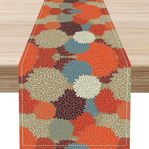 Miniatura 8 de Camino de mesa japonés, retro, tradicional, vintage, grúa, nubes, asiático, oriental, ondas, plantas, naturaleza, camino de mesa para el hogar,