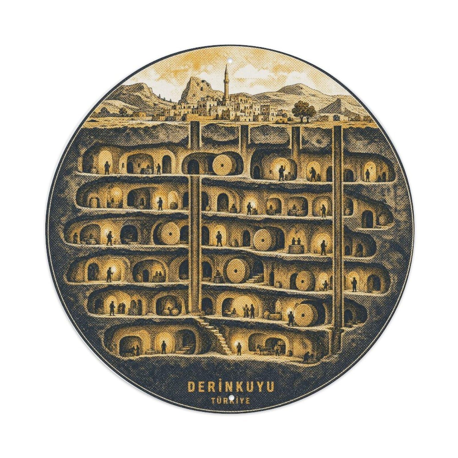 Derinkuyu Nevsehir Turkey Underground City Screenprint Metal Tin Sign