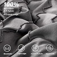 Vista 4 de WURUIBO Juego de edredón de 7 piezas en una bolsa de color gris oscuro, juego de edredón y sábanas de jacquard bohemio desgastado chic para todas