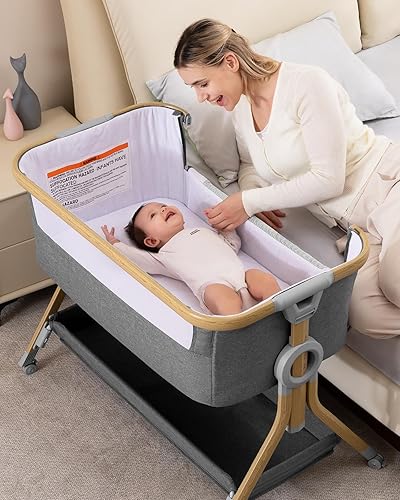 Miniatura 1 de Larex Moisés 3 en 1 para bebé, cuna de noche de malla transpirable para bebé, fácil de montar y plegable, cuna portátil, cuna de noche ajustable de