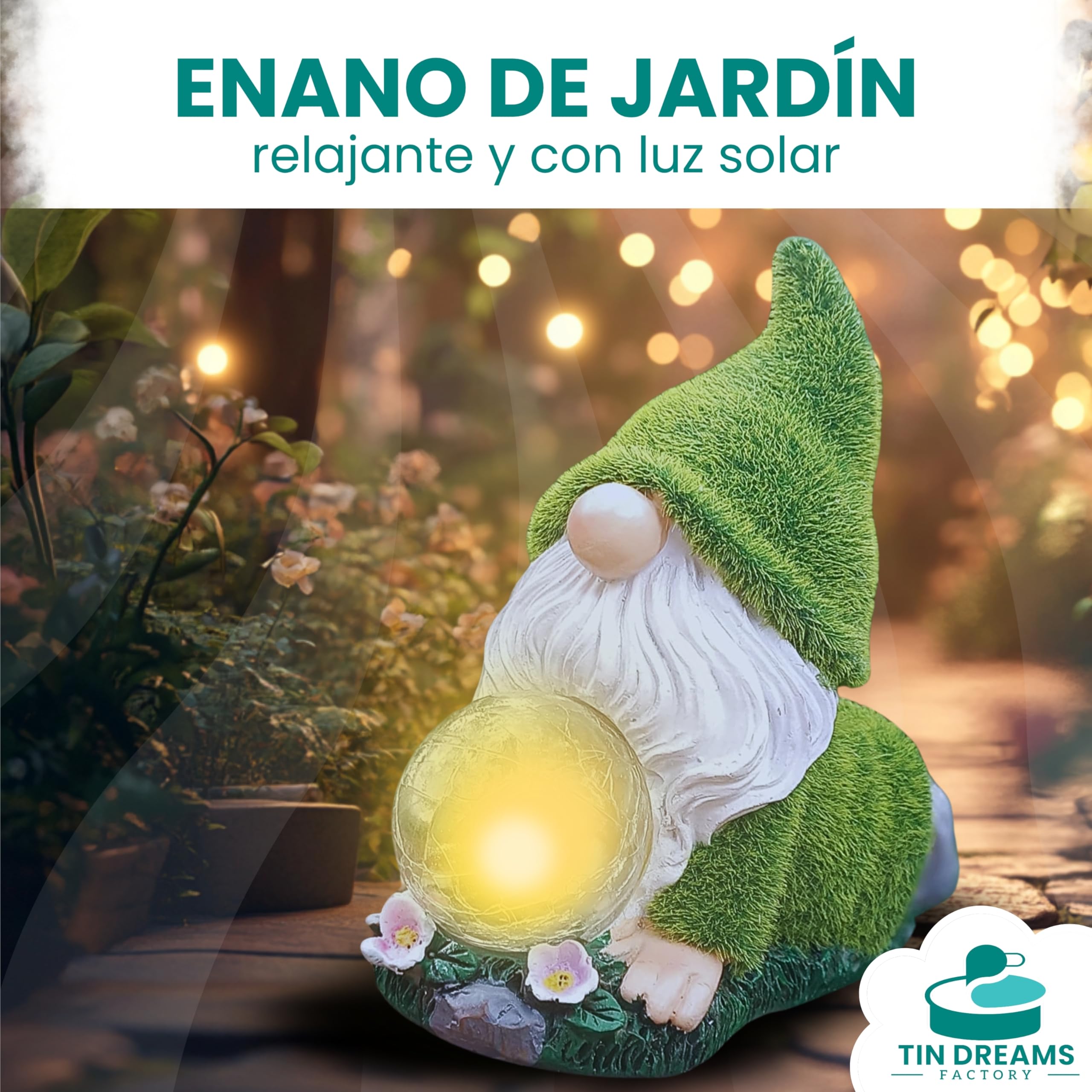 Gnomo Yoga con Luz Solar – Figura Decorativa de Jardín en Resina – Enanito Exterior con Burbuja Luminosa LED – Adorno Relajante para Jardín, Patio y Terraza
