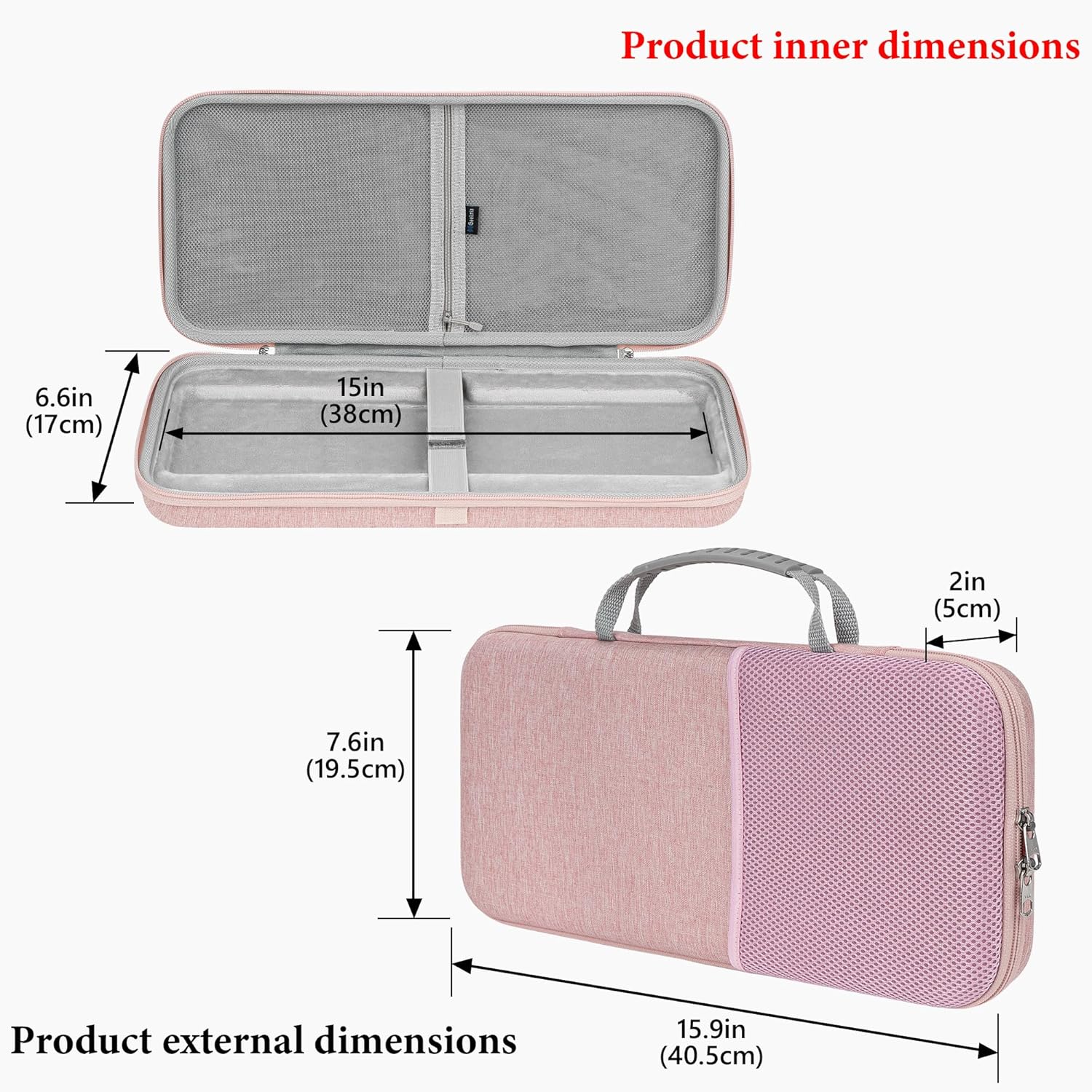 GEEKRIA Keyboard Carrying Case, Compatible with Logitech MK470 Slim / K585 / K580 Keyboard and Mouse Combo, Hard Shell Protective Travel Bag (Pink) - Image 4