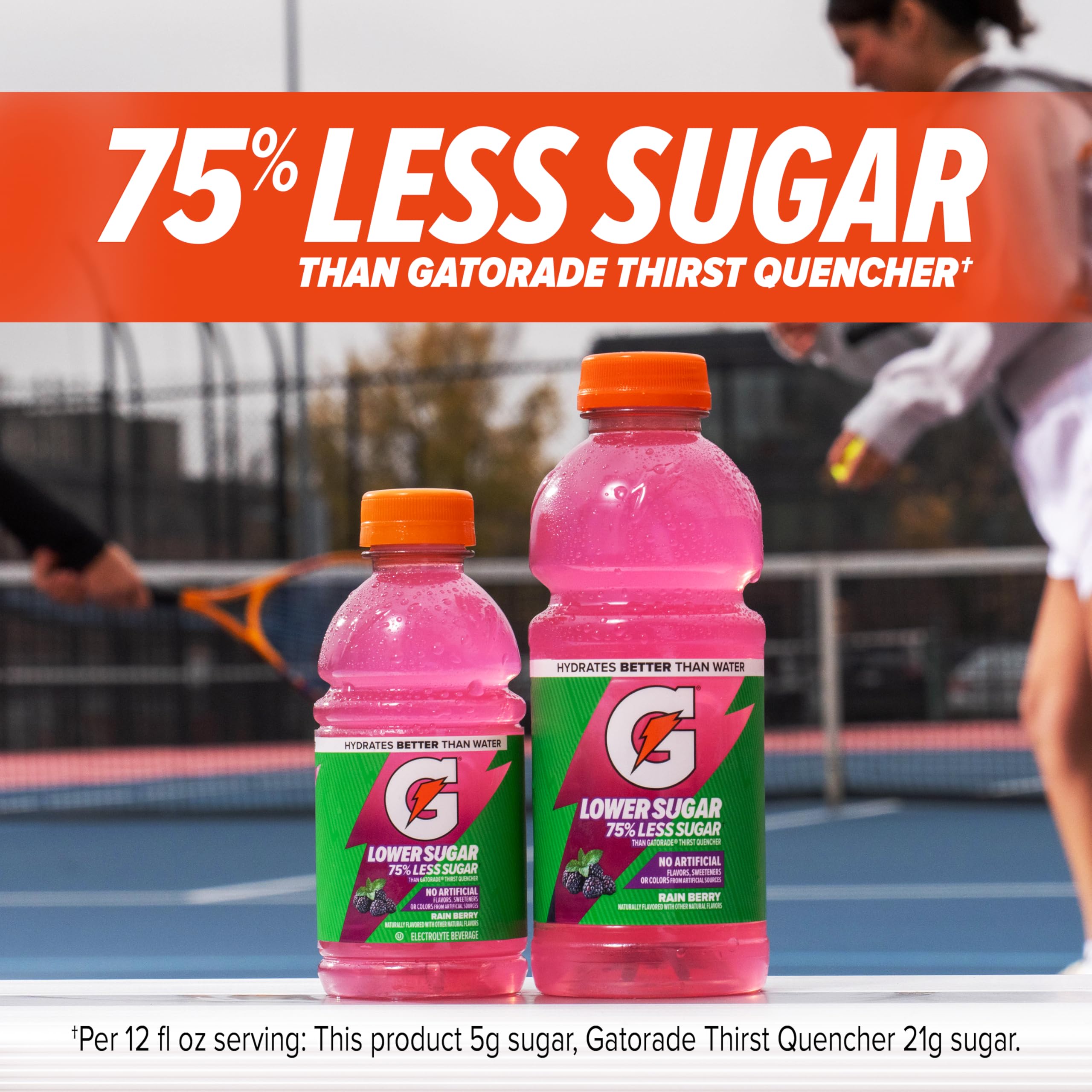 Gatorade Lower Sugar Electrolyte Sports Drink, Lemonade, 20 fl oz Bottles, (6 Pack), 75% Less Sugar, No Artificial Flavors, No Artificial Sweeteners, No Artificial Colors, Hydration
