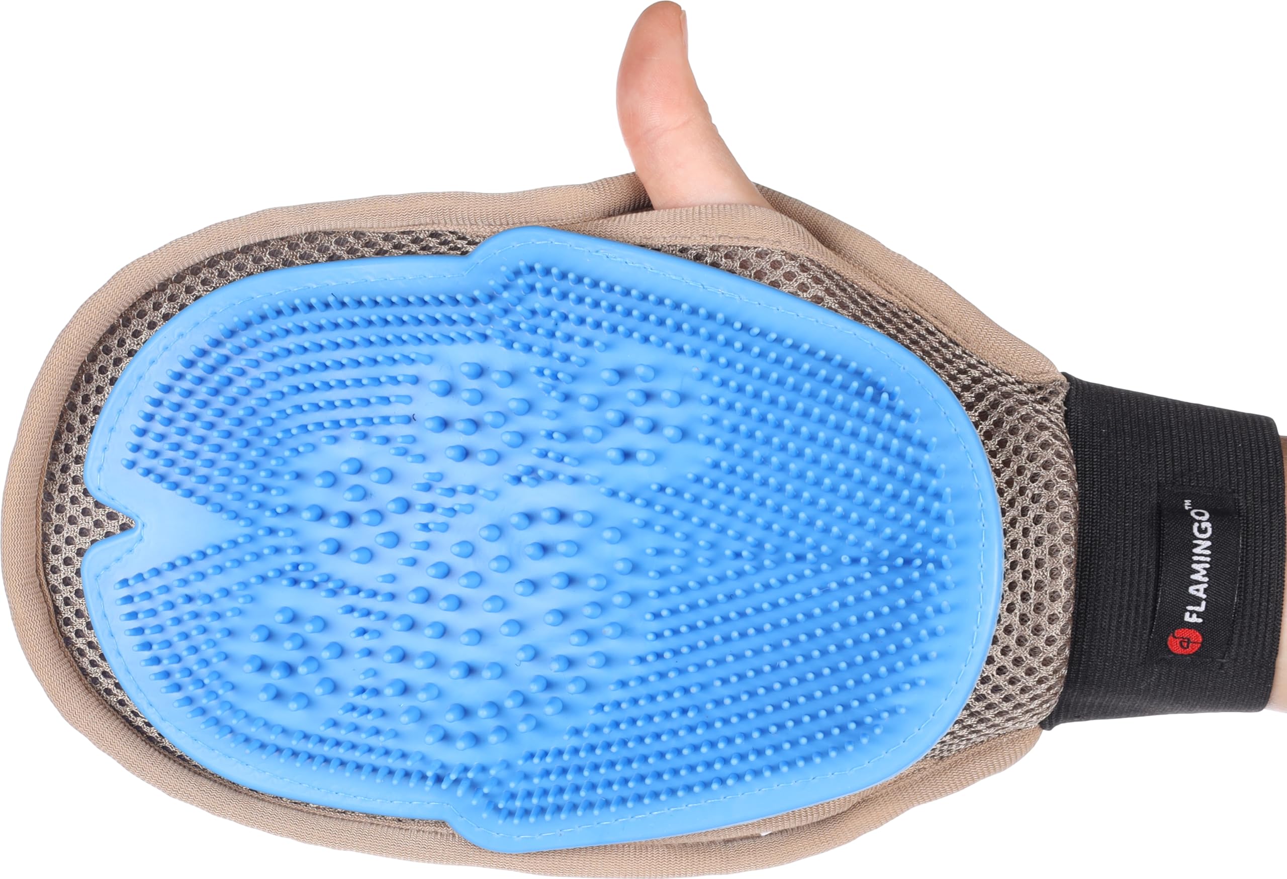 Guanto Massaggio E Spazzolatura Per Cani E Gatti Flamingo Weva - Taupe 27x16cm - Foto 7