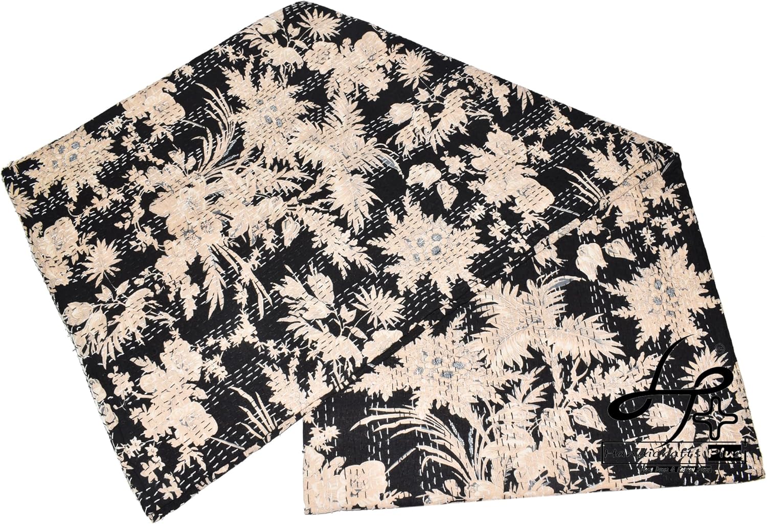 Queen Size Quilt New Indian Cotton Gudari Bedding Bedcover Black Color Bedspread Handmade Coverlet