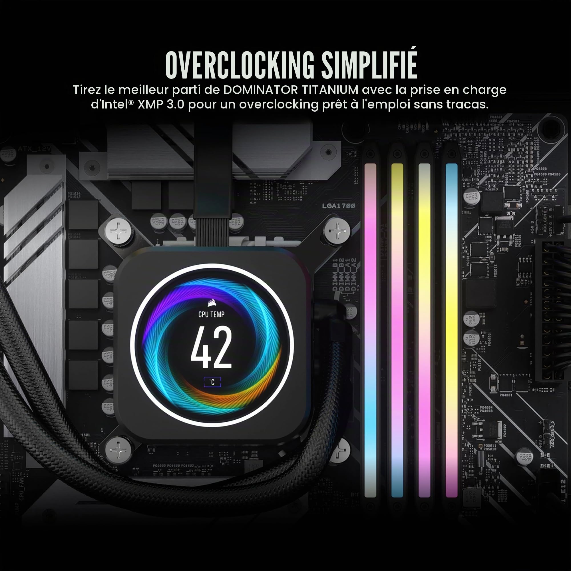 CORSAIR Dominator Titanium RGB DDR5 RAM 96GB (2x48GB) DDR5 6600MHz CL32 Intel XMP Mémoire Informatique Compatible iCUE - Noir (CMP96GX5M2B6600C32)