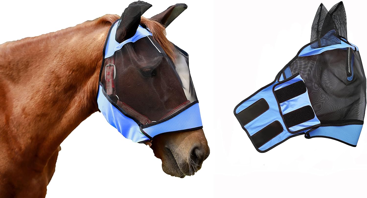 Ankaier Horse Fly Mask UV Protection Mask with Ears Net