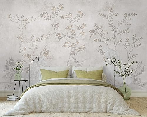 Miniatura 4 de Murwall Bright Chinoiserie Wallpaper Peacock Birds with Fruit Trees Wall Mural Monochrome Chinese Wallpaper