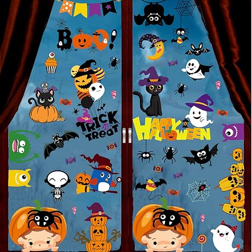 Miniatura 2 de Decoración de Halloween para ventana, lindas calcomanías de decoración de ventana de Halloween, lindas calcomanías de decoración de Halloween,