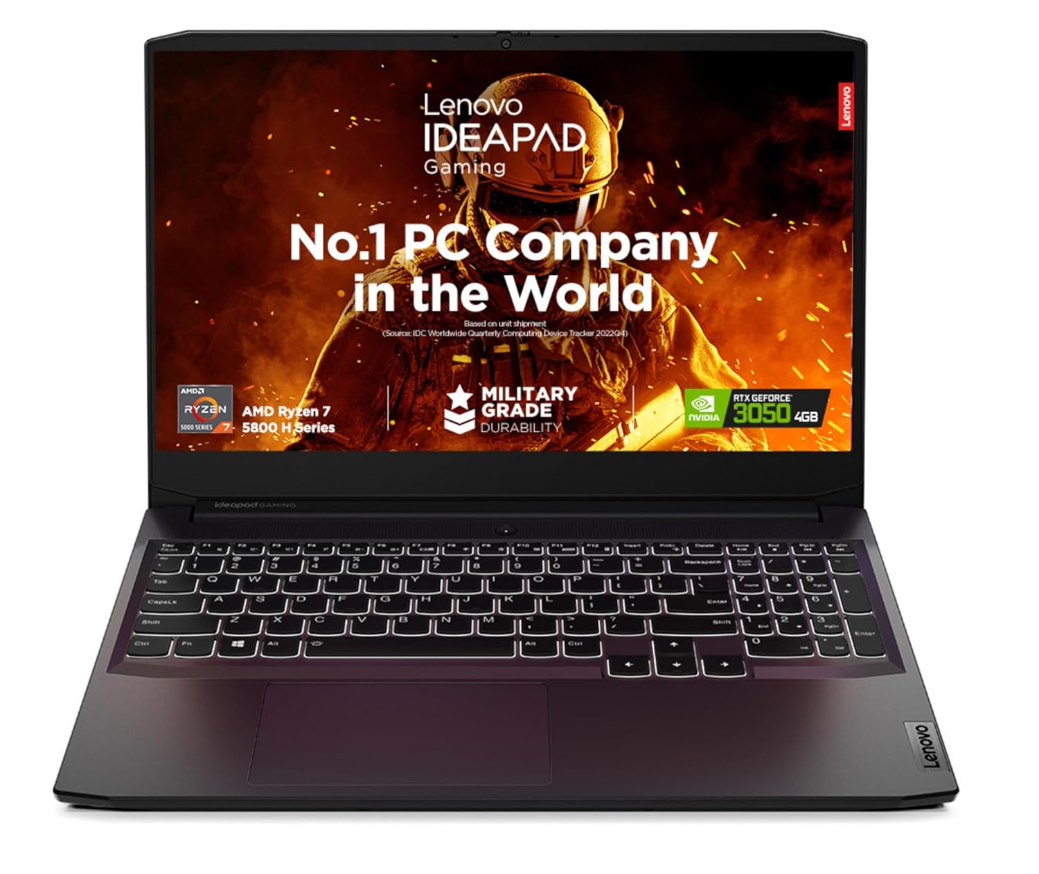 Lenovo IdeaPad Gaming 3 AMD Ryzen 7 5800H 15.6″ (39.62cm) FHD IPS 120Hz Gaming Laptop (8GB/512GB SSD/Win 11/Office 2021/NVIDIA RTX 3050 4GB/Alexa/3 Month Game Pass/Shadow Black/2.2Kg), 82K201Y8IN