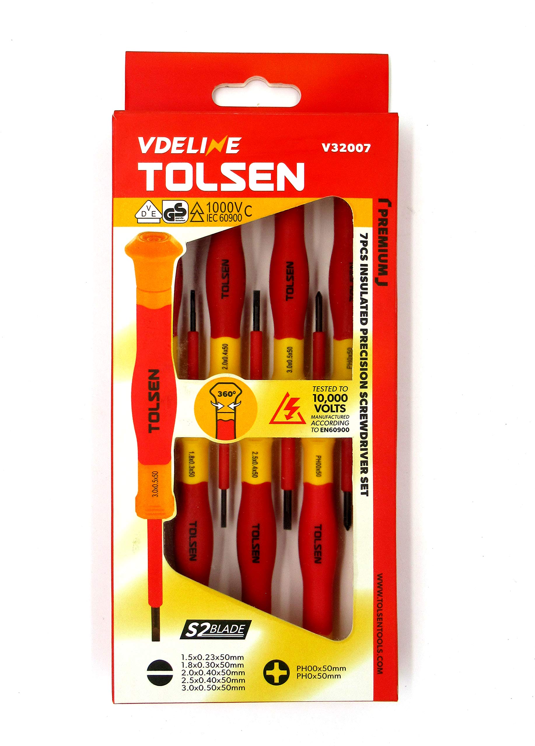 Tolsen - 7Pcs Insulated Precision Screwdriver Set (Premium Line),V32007