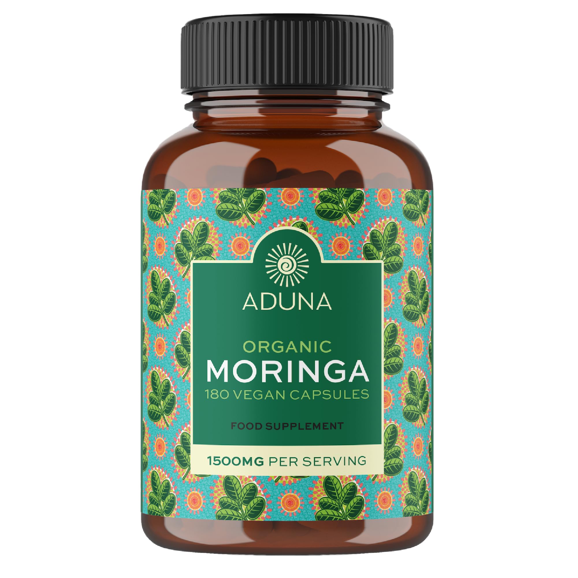 Organic Moringa Capsules 1500mg | 100% Pure Moringa Leaf for Energy, Immunity & Focus | Natural Plant-Based Food Supplement for Tiredness, Recovery & Breastfeeding | 180 Vegan Capsules