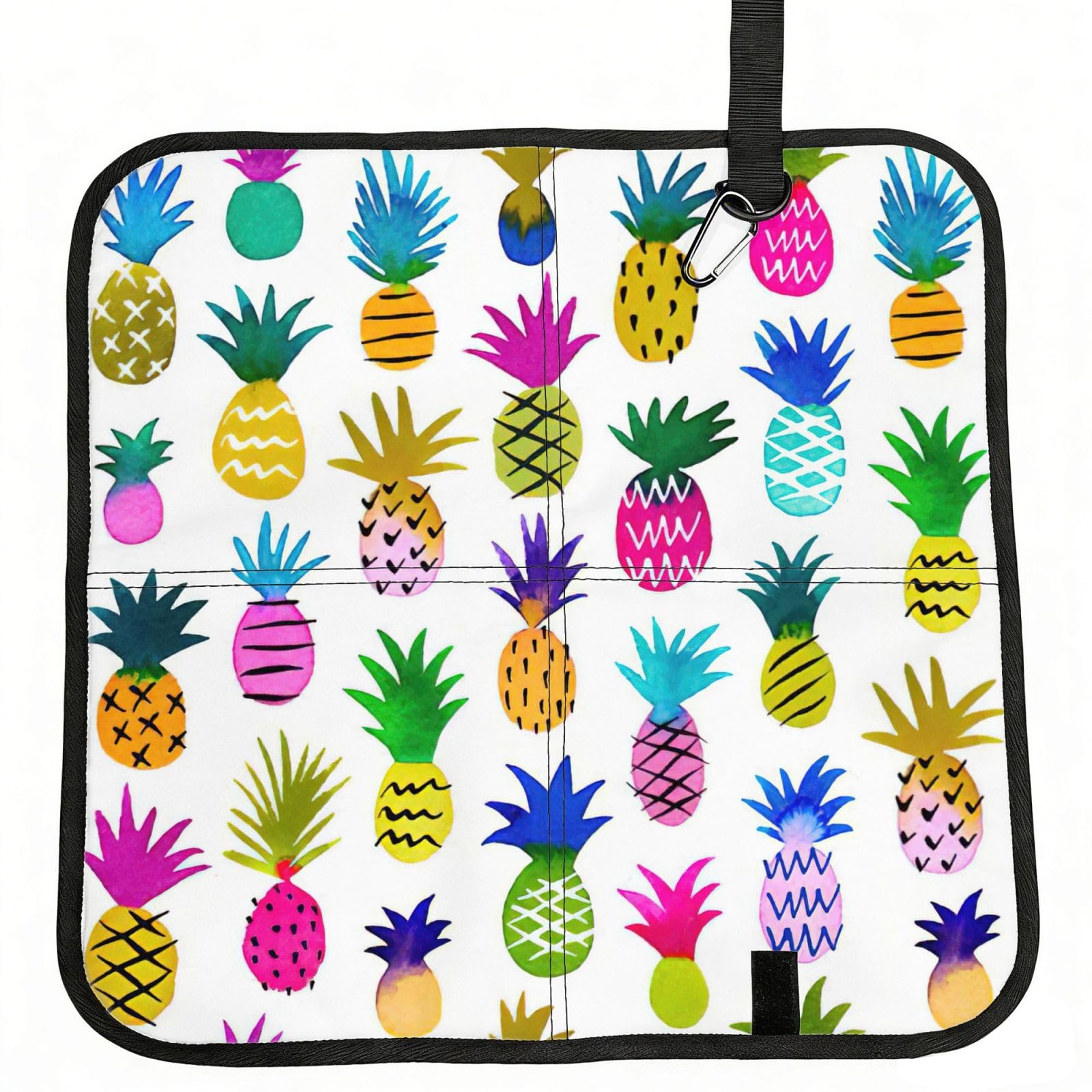 eeprty Rainbow Pineapple Printed Portable Seat Cushion Strap, Foldable Pad for Stadium Bleachers Hiking Travel