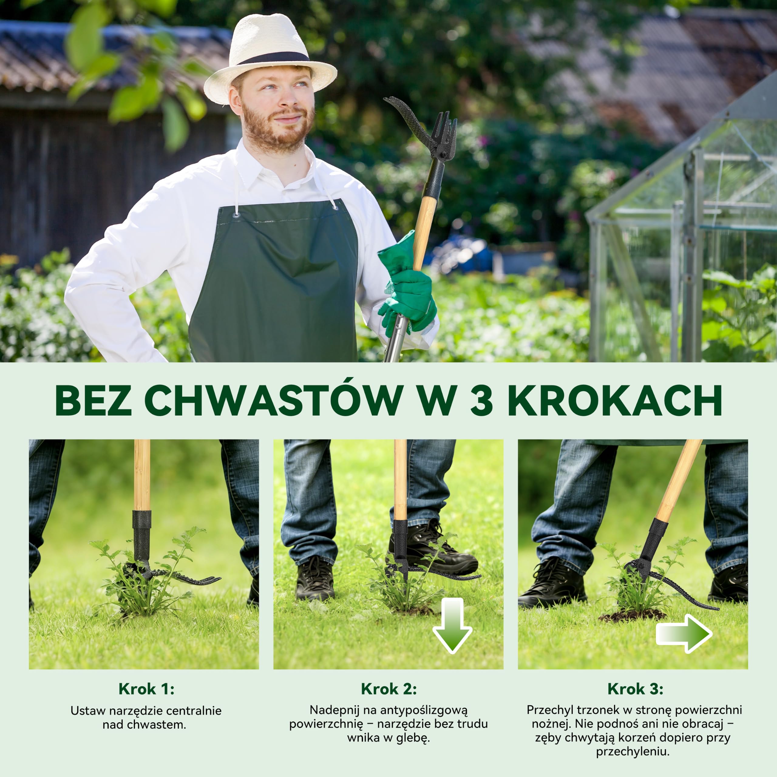 Wyrywacz Chwastów Bambus Długi Trzonek - Chwastownik Ręczny 4 Pazury Ogród | MY FAT GORILLA Wyrywacz Chwastów Bambus - Ciągacz Chwastów, Narzędzie Odchwaszczania Stojąco, Wyrywacz Mlecza