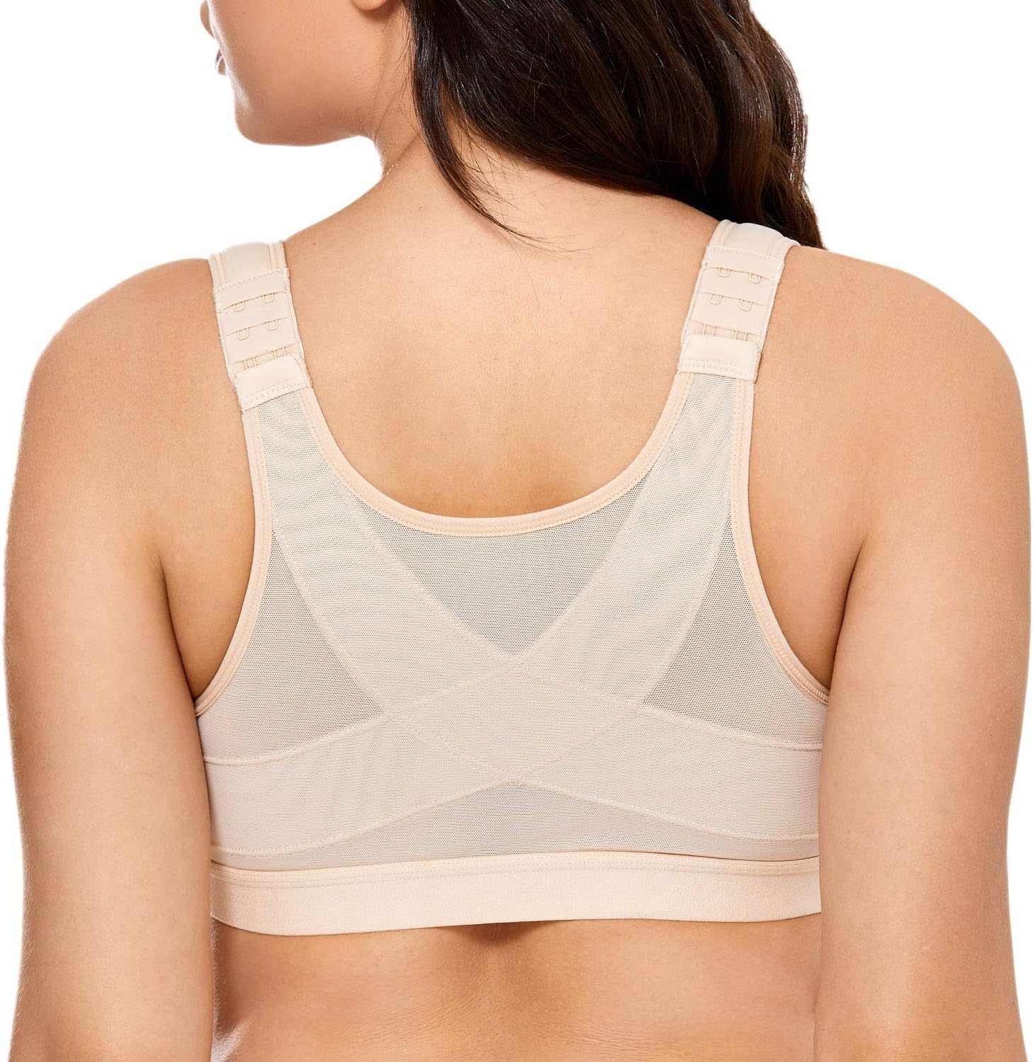 DELIMIRAWomen's Full Coverage Front Closure Wire Free Back Support Bra