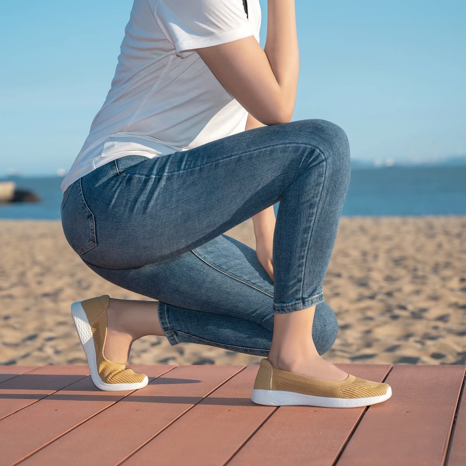 TIOSEBON Scarpe da Donna Basse, Piatte, Ultra Leggere e Traspiranti in Rete
