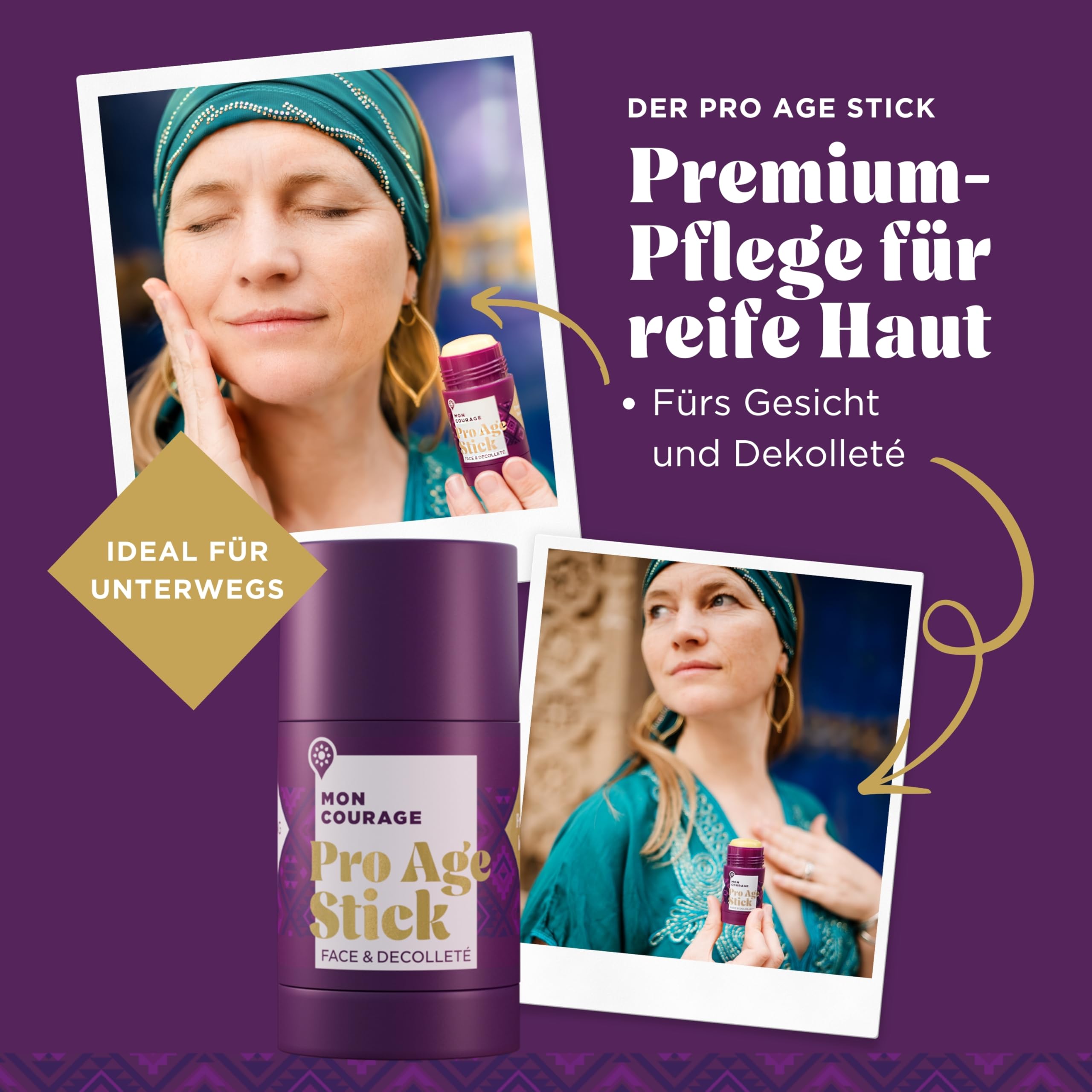 Pro Age Stick [SOFORT STRAFFEND] Faltencreme mit Soforteffekt - Vegane Anti Aging Creme Frauen - Anti Faltenreme für reife Haut - Antifaltencreme Soforteffekt durch Kaktusfeigenöl