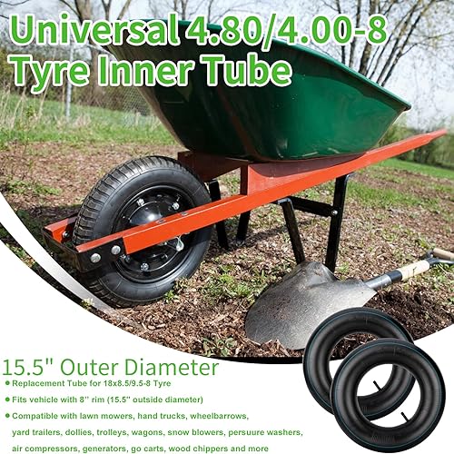 Miniatura 3 de 4.804.00-8" Replacement Lawn Tire Inner Tubes, Pack of 2 Heavy Duty Tube for 4.80 4.00-8480400-8 Wheel, Trunk, Tractor, Garden Cart, Golf Cart,