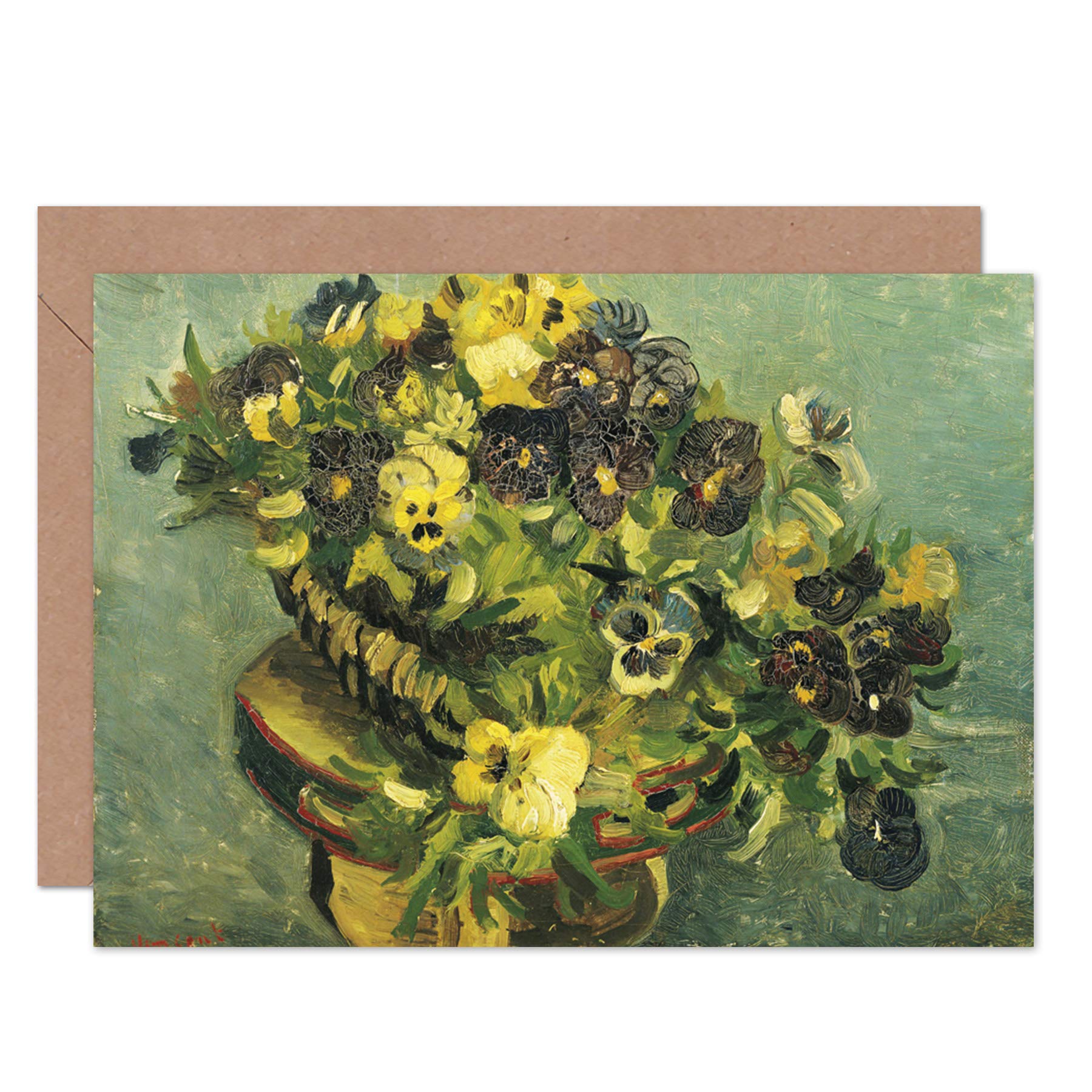 Artery8 Greeting Card - Basket Pansies - Van Gogh