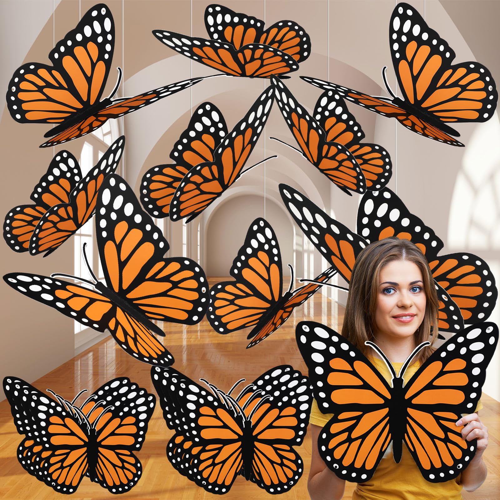 Photo 1 of Gueevin 16 Pcs Monarch Butterfly Decoration - 3 Sizes