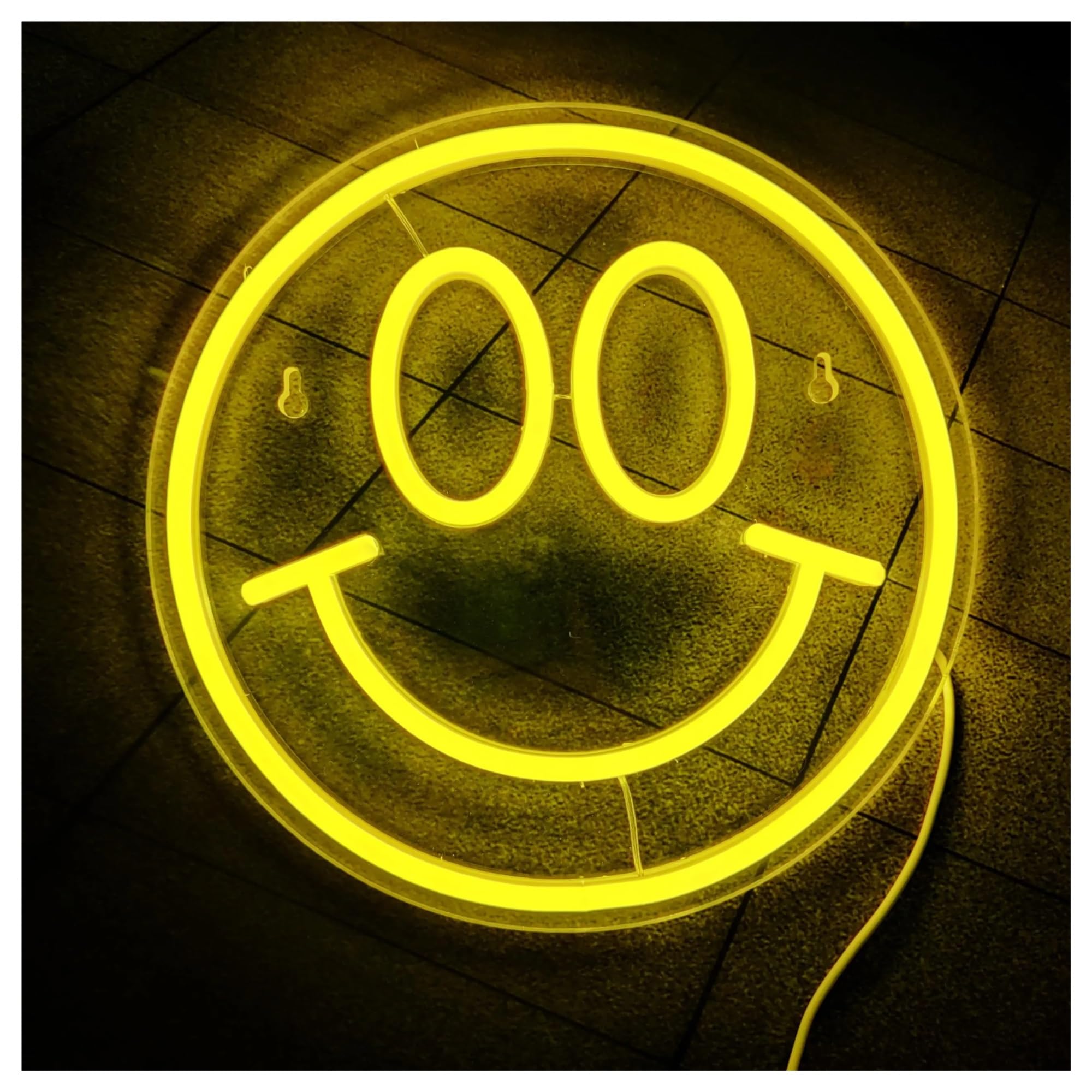 SHOUXI Sign Lamp Smile Face Neon Signs USB Powered Adjustable Brightness Facial Expressions Neon Lights, Suitable for Wall Decor(A,40cmx40cm)