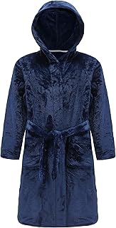 BTPEIHTD Kids Hooded Bathrobe Girls Soft Plush Hooded Flannel Pajamas Sleepwear Boys Spa Robe