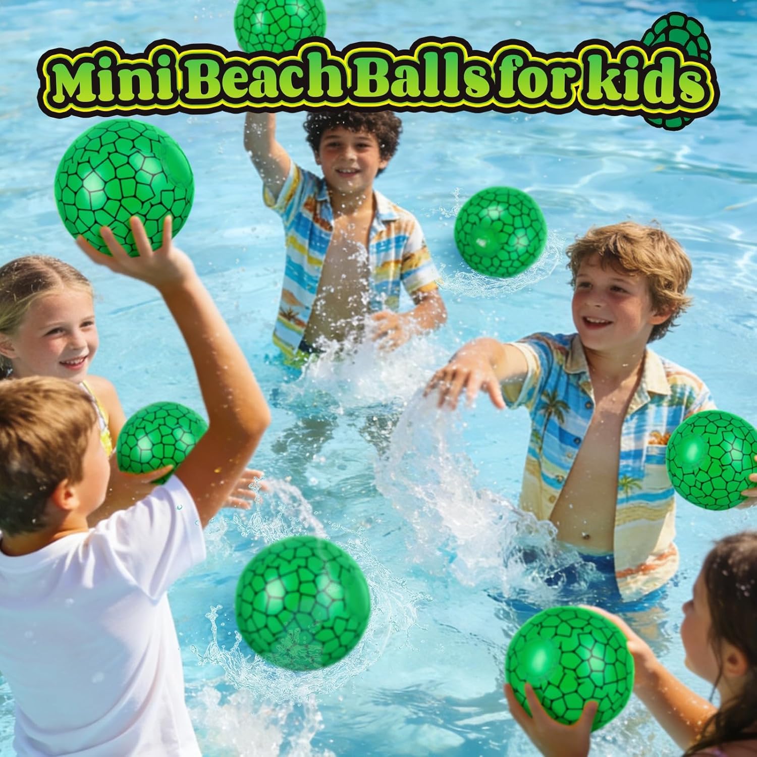 24 Pack Turtles Themed Beach Balls - 6 Inches Inflatable Floating Balls for Birthday Party Decorations, Summer Pool and Beach Game, and Bulk Birthday Party Favors