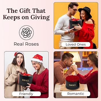 ROSEI Forever Preserved Roses in a Box| Real Forever Flowers, Lasting 1-3 Years, Elegant Floral Decor & Gift for Anniversaries, Birthdays & Special Occasions, 27 Flower Bouquet Preserved in a Box