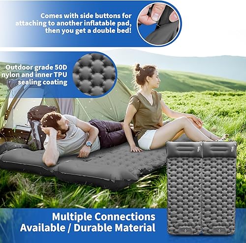 Miniatura 4 de HiiPeak Colchoneta de dormir para campamento colchoneta inflable ultraligera con bomba de pie y almohada integradas, colchón de aire compacto