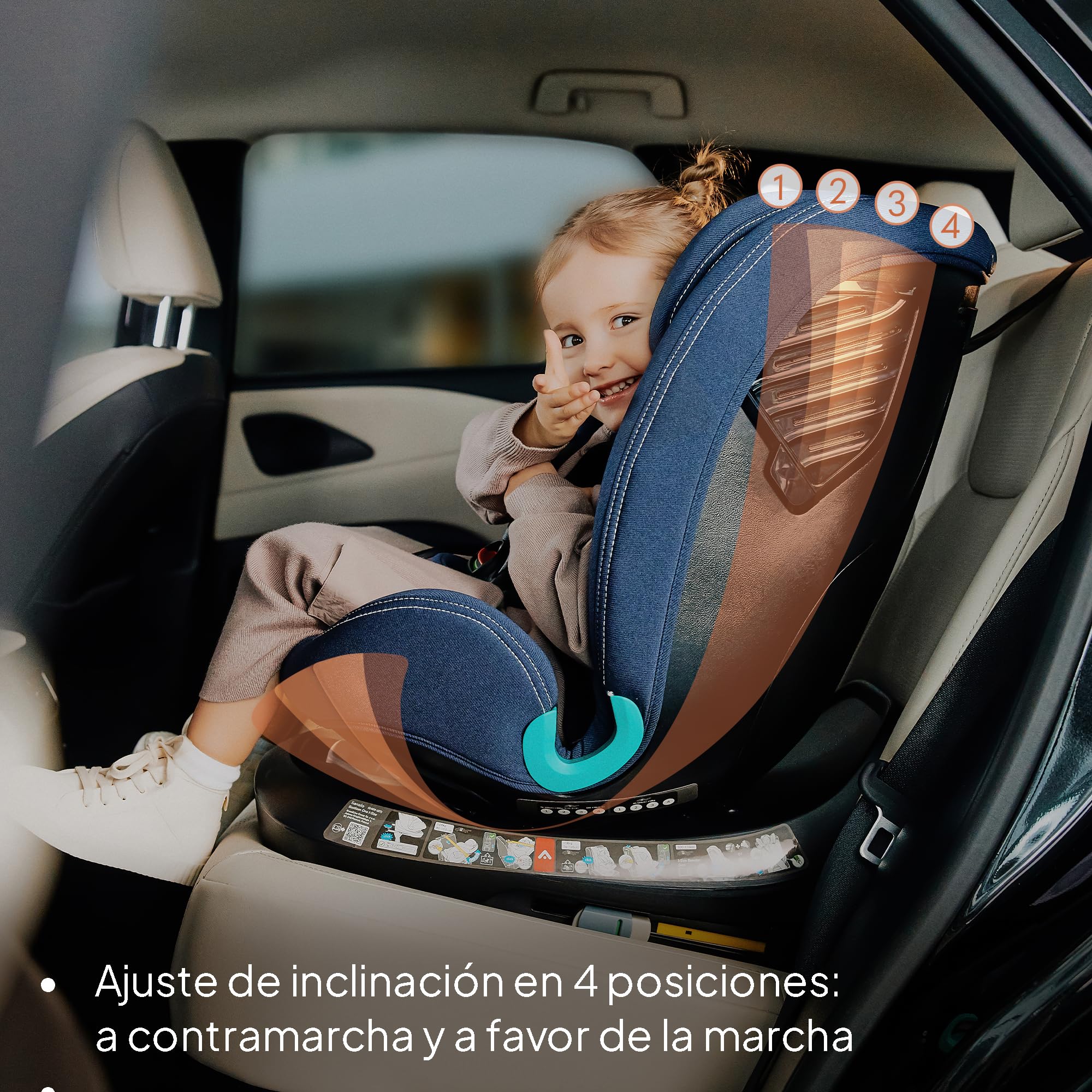 LIONELO Bastiaan i-Size One Silla de Coche Giratoria 360o para Niños de 40 a 50 cm Montaje hacia Delante y hacia Atrás, ISOFIX Cinturón TopTether Ajuste del Respaldo y Reposacabezas Protección lateral | Montaje en dirección de marcha y en sentido contrari