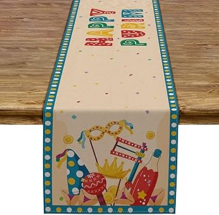 Pudodo Happy Purim Table Runner Jewish Carnival Hamantaschen Gragger Masque Festival Holiday Party Kitchen Dinning Home De...