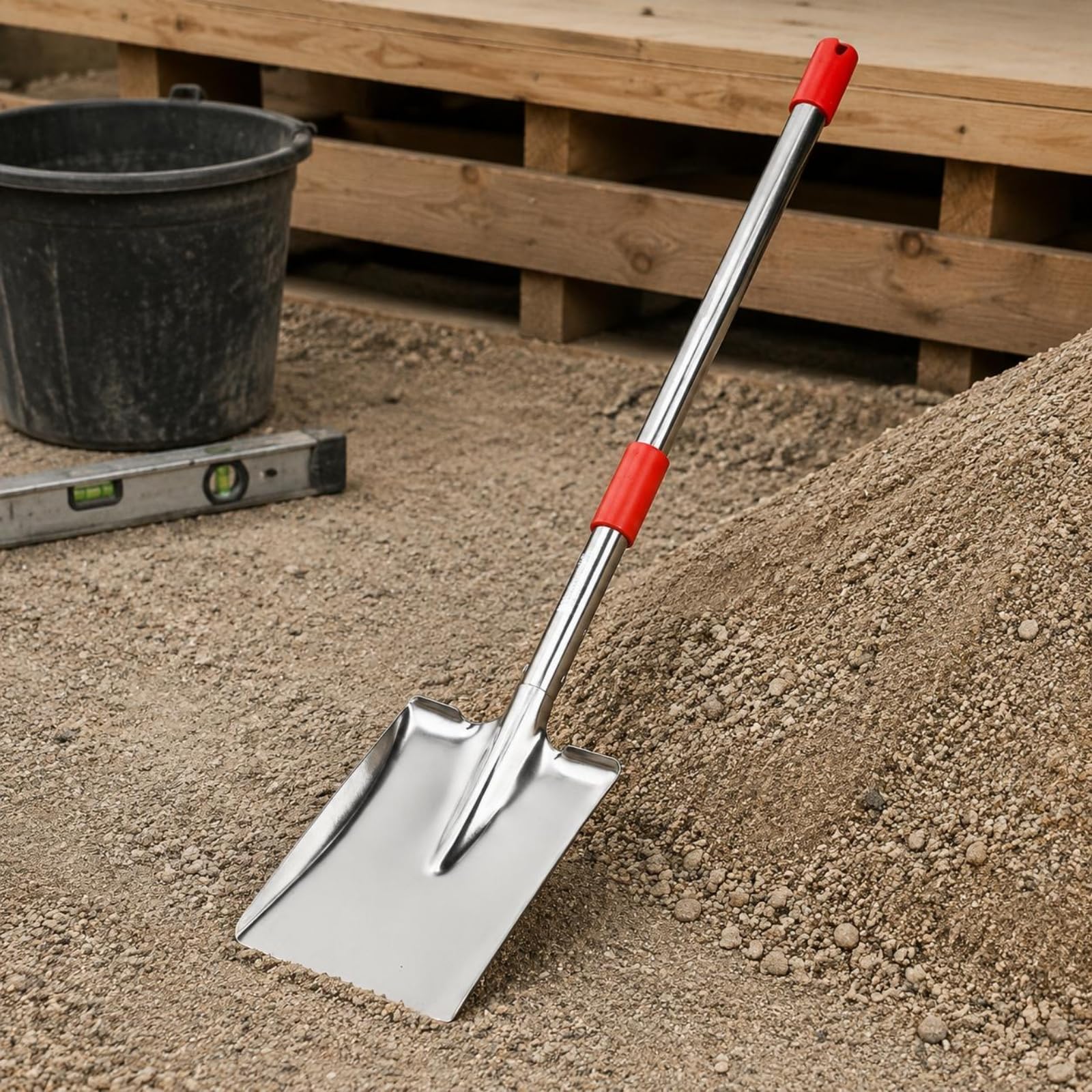 predolo Pala Acero Inoxidable Pieza Única Pala Telescópica Resistente Al Óxido Útiles Jardinería, Pala De Acero Inoxidable con Cabeza Cuadrada, Telescópica De 1.3 Metros