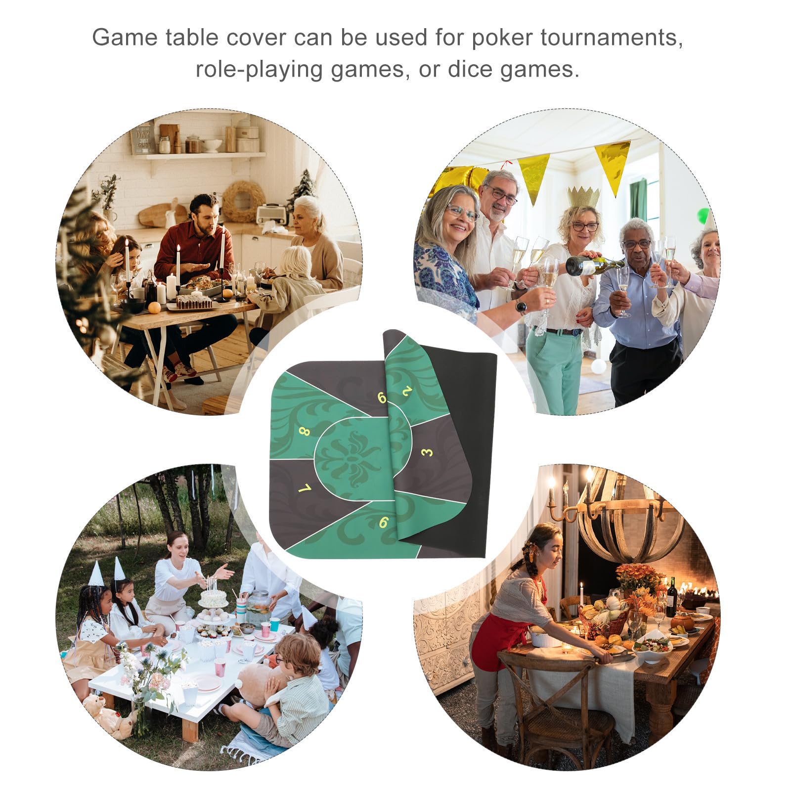 Grüne Rechteckige Pokermatte aus Gummi für Tisch und Poker