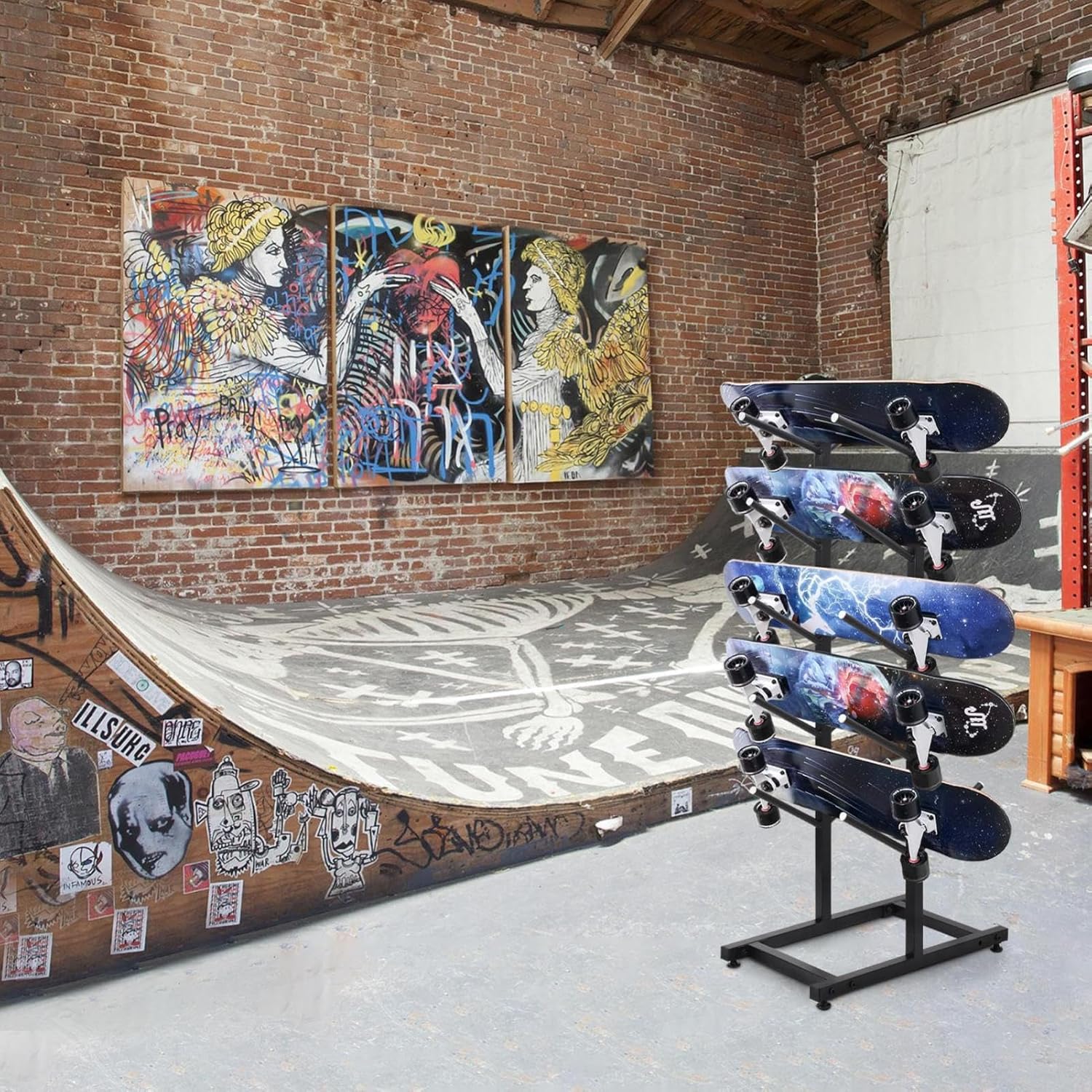 Snowboard Rack | Metal Floor Display Stand,5-Tiers Home Gym Storage Holder, Garage Floor Organize for Skis, Scooter