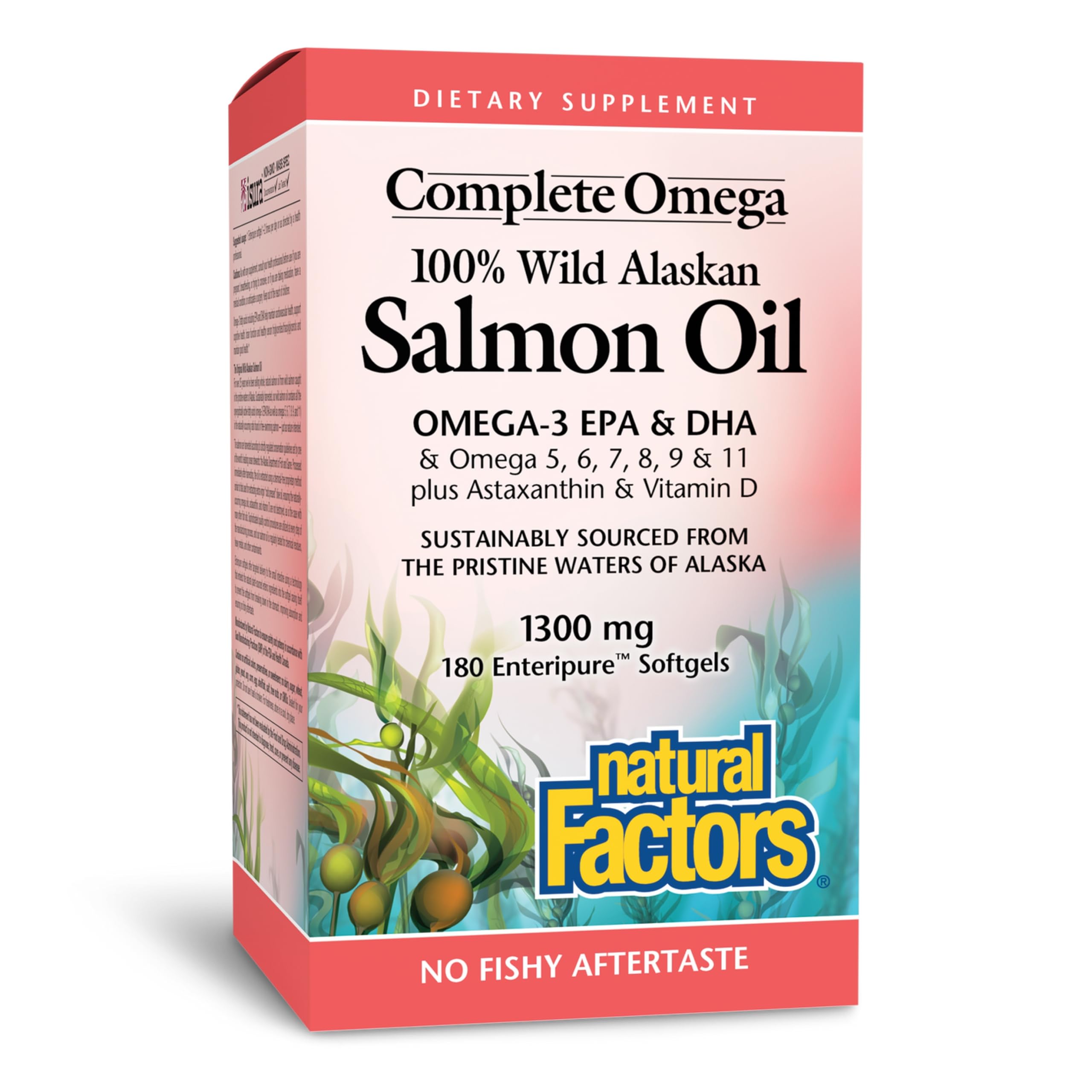 Complete Omega by Natural Factors, Wild Alaskan Salmon Oil, Supports Heart and Brain Health with Omega-3 DHA and EPA, 180 softgels (180 servings) 180 Count (Pack of 1)